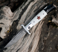 Складная Финка-мини из дамасской стали купить на сайте koval-knife.shop